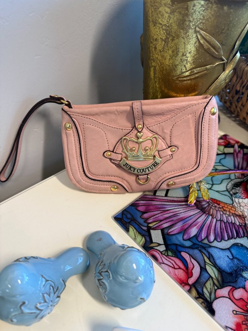 Vintage JUICY COUTURE Pink Leather Wristlet